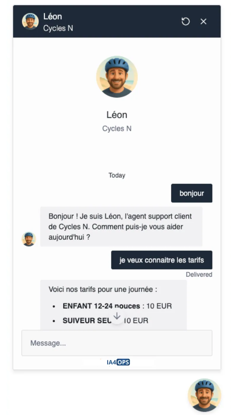 Démonstration d'un chatbot IA service client
