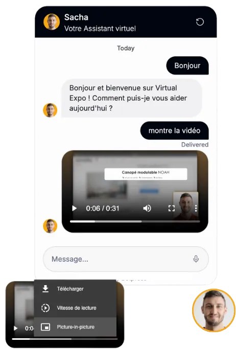 Interface de chatbot IA service client