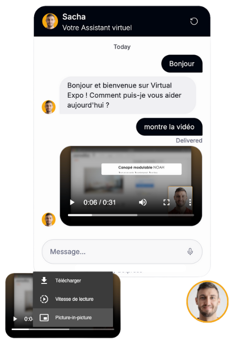 Interface de chatbot IA support